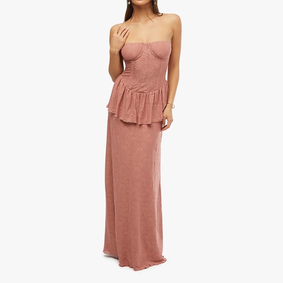 WeWoreWhat Dresses & Skirts - NWT Anthropologie WeWoreWhat Nylon Strapless Corset Peplum Maxi Dress- 14